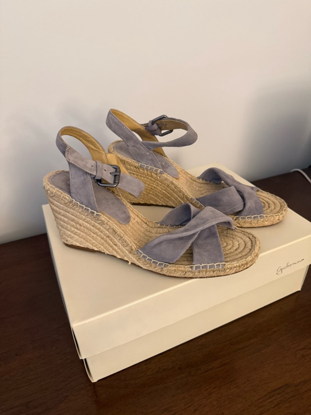 Splendid Fairfax Grey Suede Espadrille Wedge Sandals